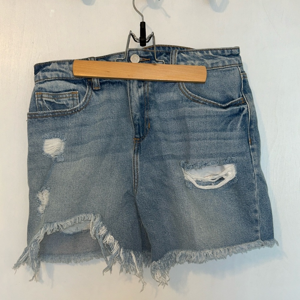 Cello High Rise Uneven Hem Shorts